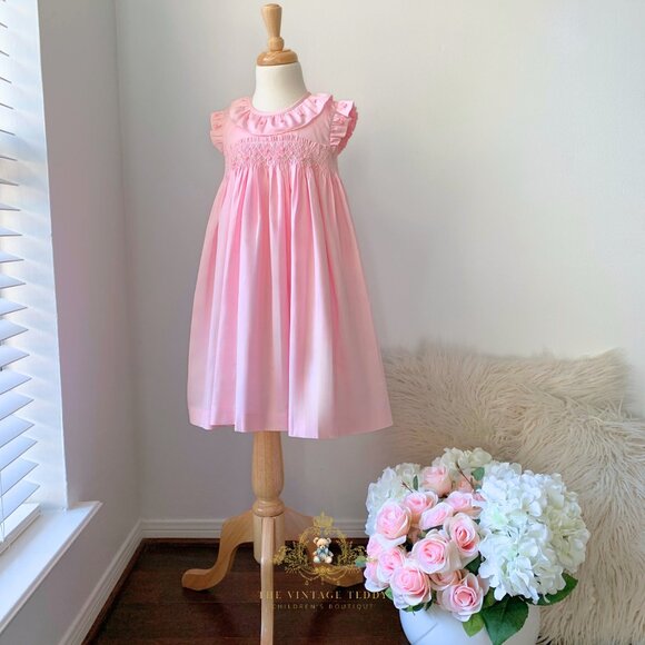 NWT Pretty in Pink Girls Embroidered Smocked Dress Formal Boutique Rosettes 6Y - Picture 5 of 5